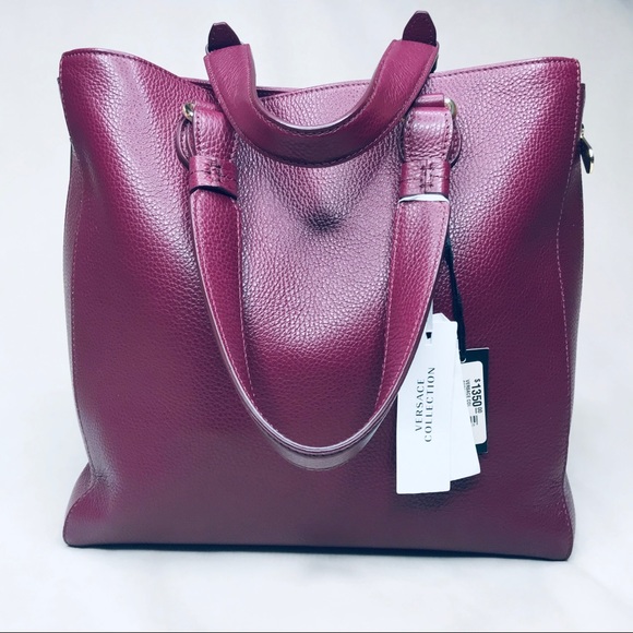 Versace Collection Pebble Wine Leather Tote - Picture 3 of 8